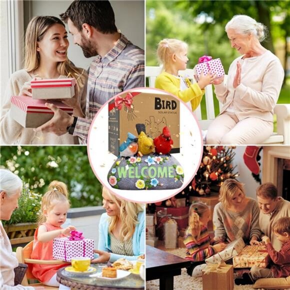 Solar Birds Welcome Sign - Outdoor Bird Decor with Solar LED Lights - Elegant - Picture 3 of 8